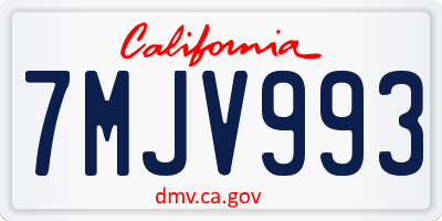 CA license plate 7MJV993