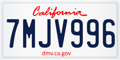 CA license plate 7MJV996