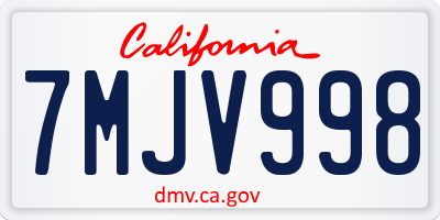 CA license plate 7MJV998
