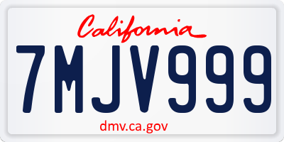 CA license plate 7MJV999