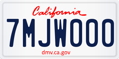 CA license plate 7MJW000