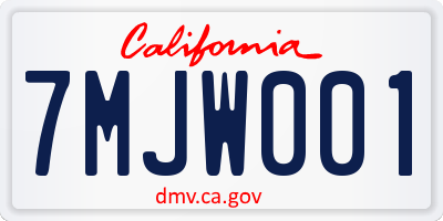 CA license plate 7MJW001