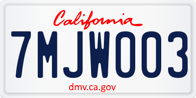 CA license plate 7MJW003