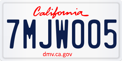 CA license plate 7MJW005