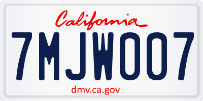 CA license plate 7MJW007