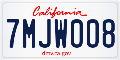 CA license plate 7MJW008