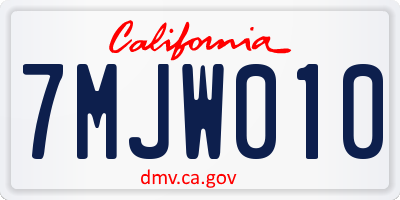 CA license plate 7MJW010