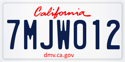 CA license plate 7MJW012