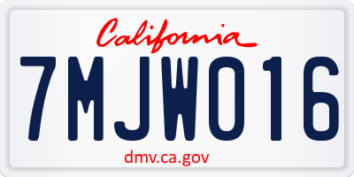 CA license plate 7MJW016