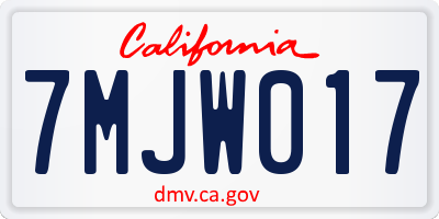 CA license plate 7MJW017