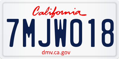 CA license plate 7MJW018