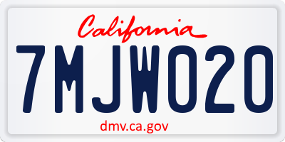 CA license plate 7MJW020