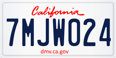 CA license plate 7MJW024