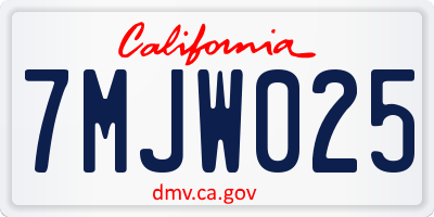 CA license plate 7MJW025