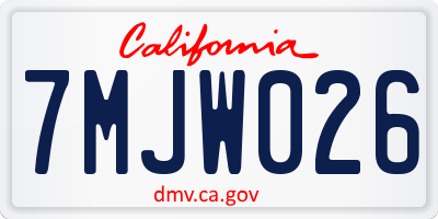 CA license plate 7MJW026