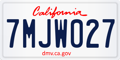 CA license plate 7MJW027