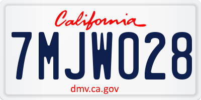 CA license plate 7MJW028