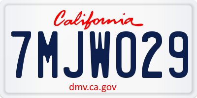 CA license plate 7MJW029