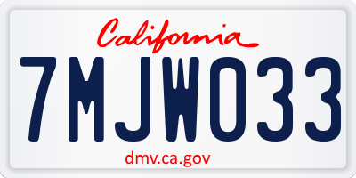 CA license plate 7MJW033