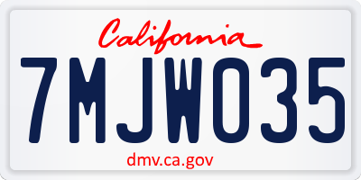 CA license plate 7MJW035