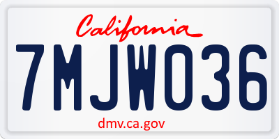 CA license plate 7MJW036