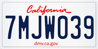 CA license plate 7MJW039