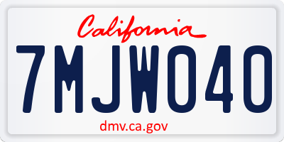 CA license plate 7MJW040