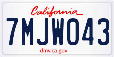 CA license plate 7MJW043