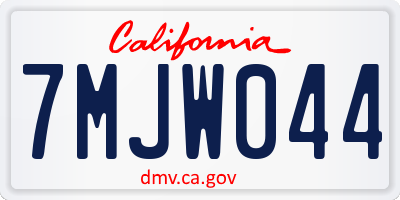 CA license plate 7MJW044