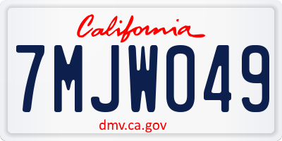 CA license plate 7MJW049