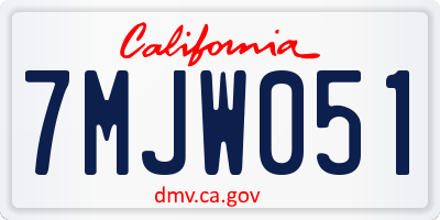 CA license plate 7MJW051