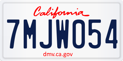 CA license plate 7MJW054