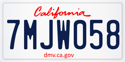 CA license plate 7MJW058