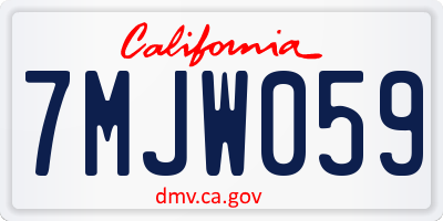 CA license plate 7MJW059