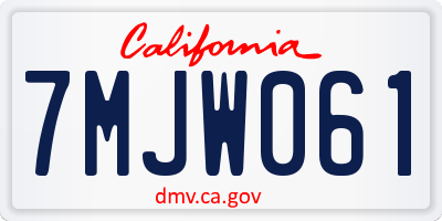 CA license plate 7MJW061