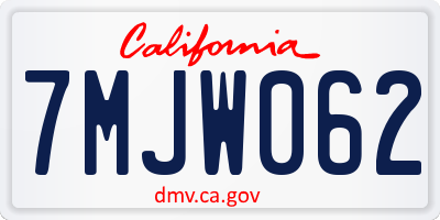 CA license plate 7MJW062