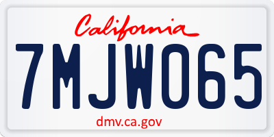 CA license plate 7MJW065