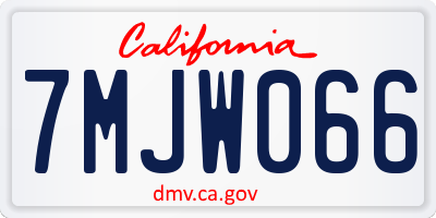 CA license plate 7MJW066