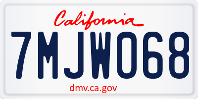CA license plate 7MJW068