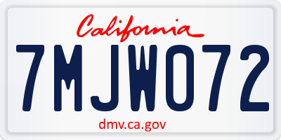 CA license plate 7MJW072