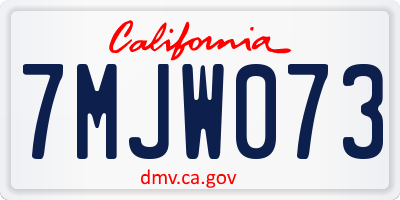 CA license plate 7MJW073
