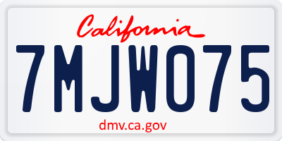 CA license plate 7MJW075