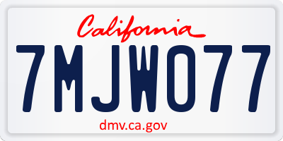 CA license plate 7MJW077