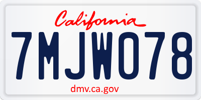 CA license plate 7MJW078