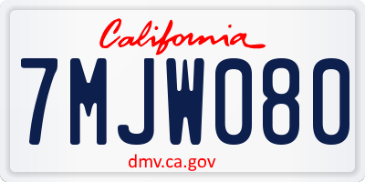 CA license plate 7MJW080