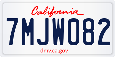 CA license plate 7MJW082