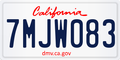 CA license plate 7MJW083