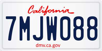 CA license plate 7MJW088