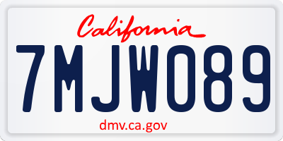 CA license plate 7MJW089