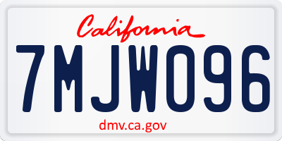 CA license plate 7MJW096